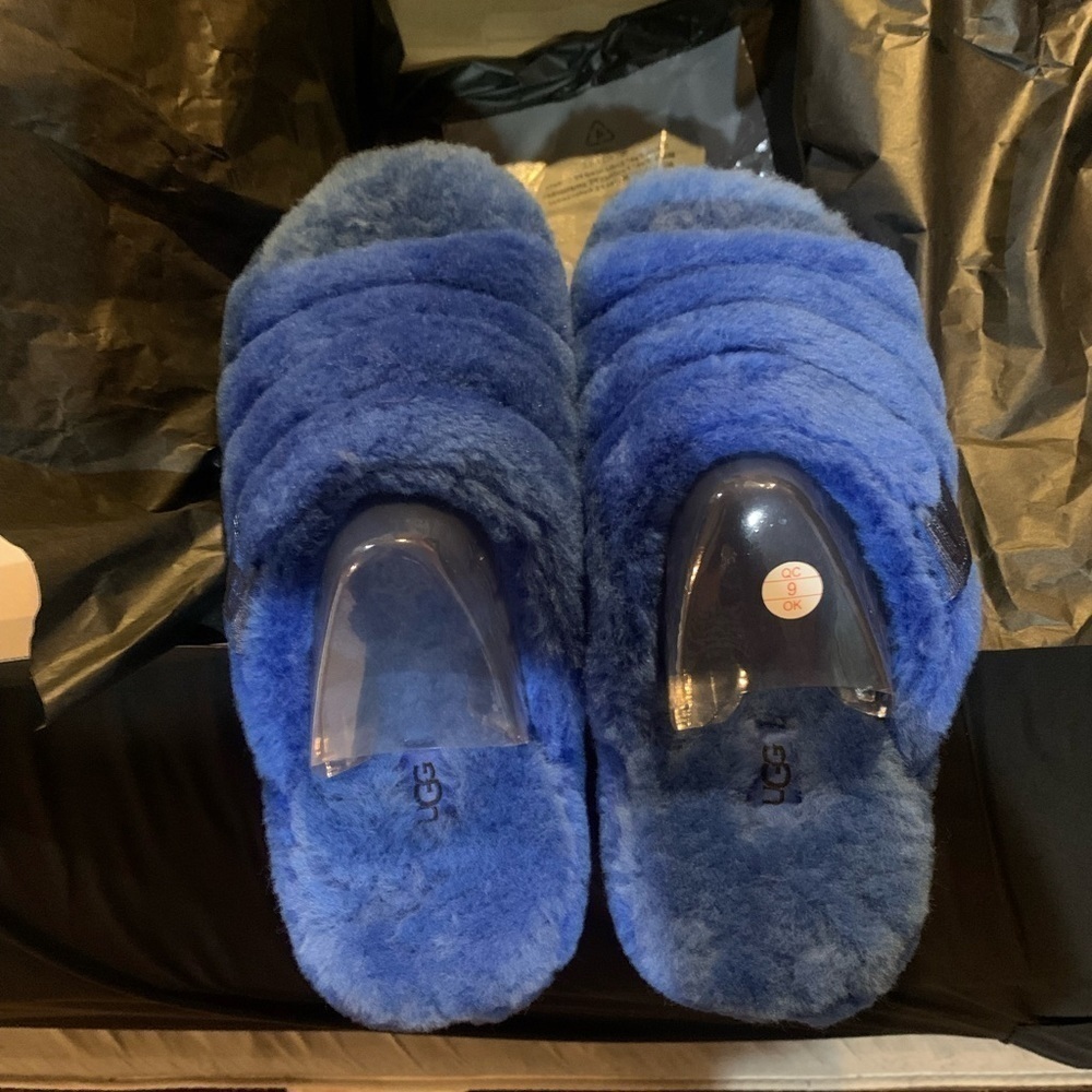 Uggs Fluff You Slippers - AUTHENTIC- Blue NWT